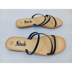 NWOT Sheln Black Thin Strappy Slider Sandals l Size: 8.5
